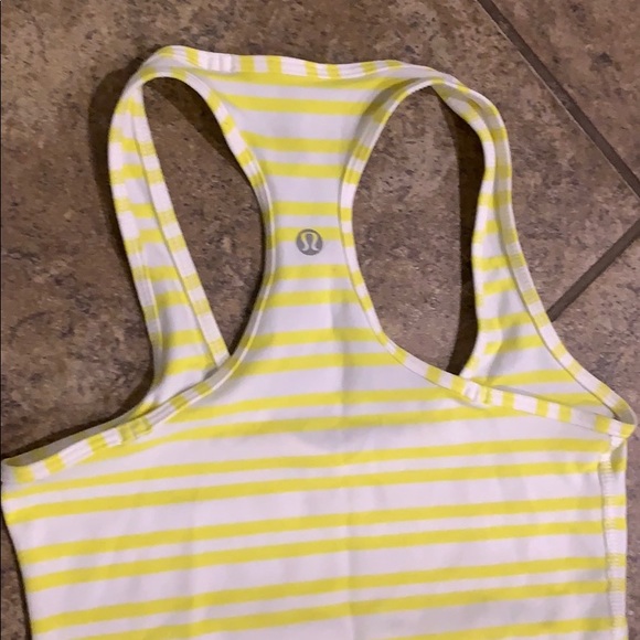 Lululemon yellow & white striped racer back - Picture 2 of 4